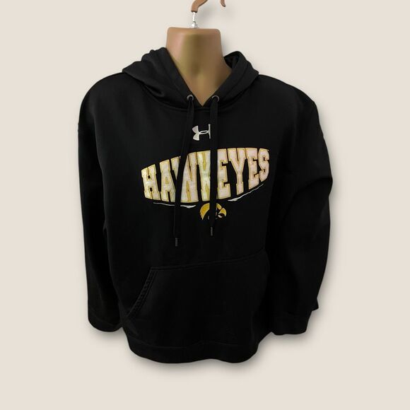 Under Armour Iowa Hawkeyes Men’s Pullover Hoodie Drawstring Black XL - Picture 1 of 4